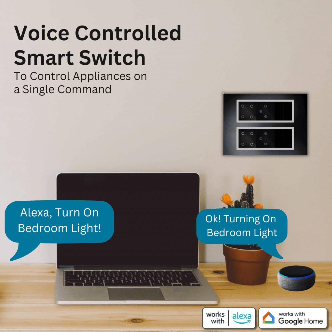 Wynbee Smart 12 Module Touch Switch Board | 4 Relay Touch Switch, Fan Regulator Touch Switch, Dummy Switches