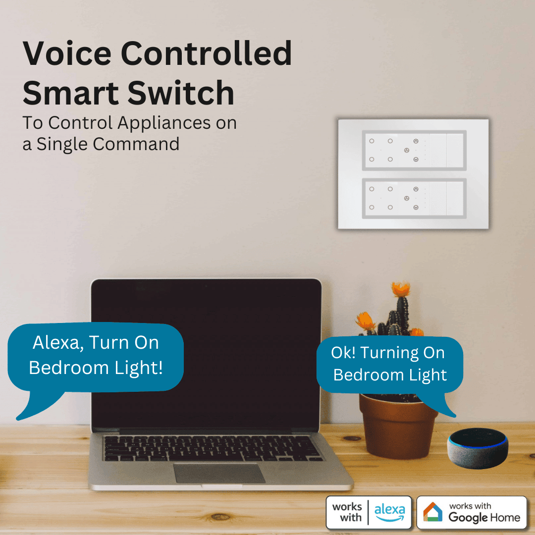 Wynbee Smart 12 Module Touch Switch Board | 4 Relay Touch Switch, Fan Regulator Touch Switch, Dummy Switches