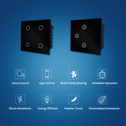 Wynbee Smart 12 Module Touch Switch Board | 4 Relay Touch Switch, Fan ...