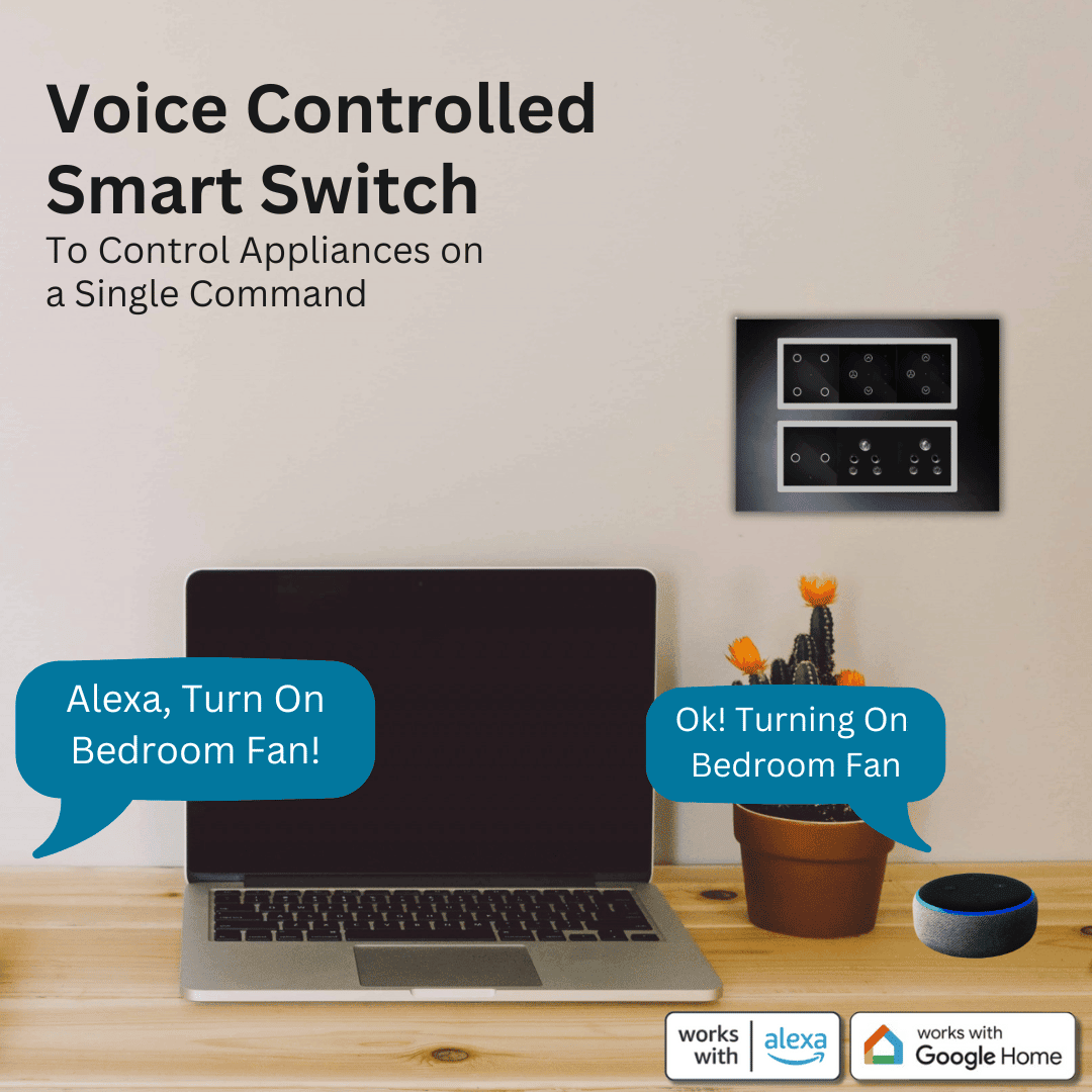 Wynbee Smart 12 Module Touch Switch Board | 4 Relay Touch Switch, Fan Regulator Touch Switch, 2 Relay Touch Switch, Sockets