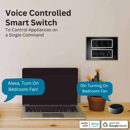 Wynbee Smart 12 Module Touch Switch Board | 4 Relay Touch Switch, Fan Regulator Touch Switch, 2 Relay Touch Switch, Socket