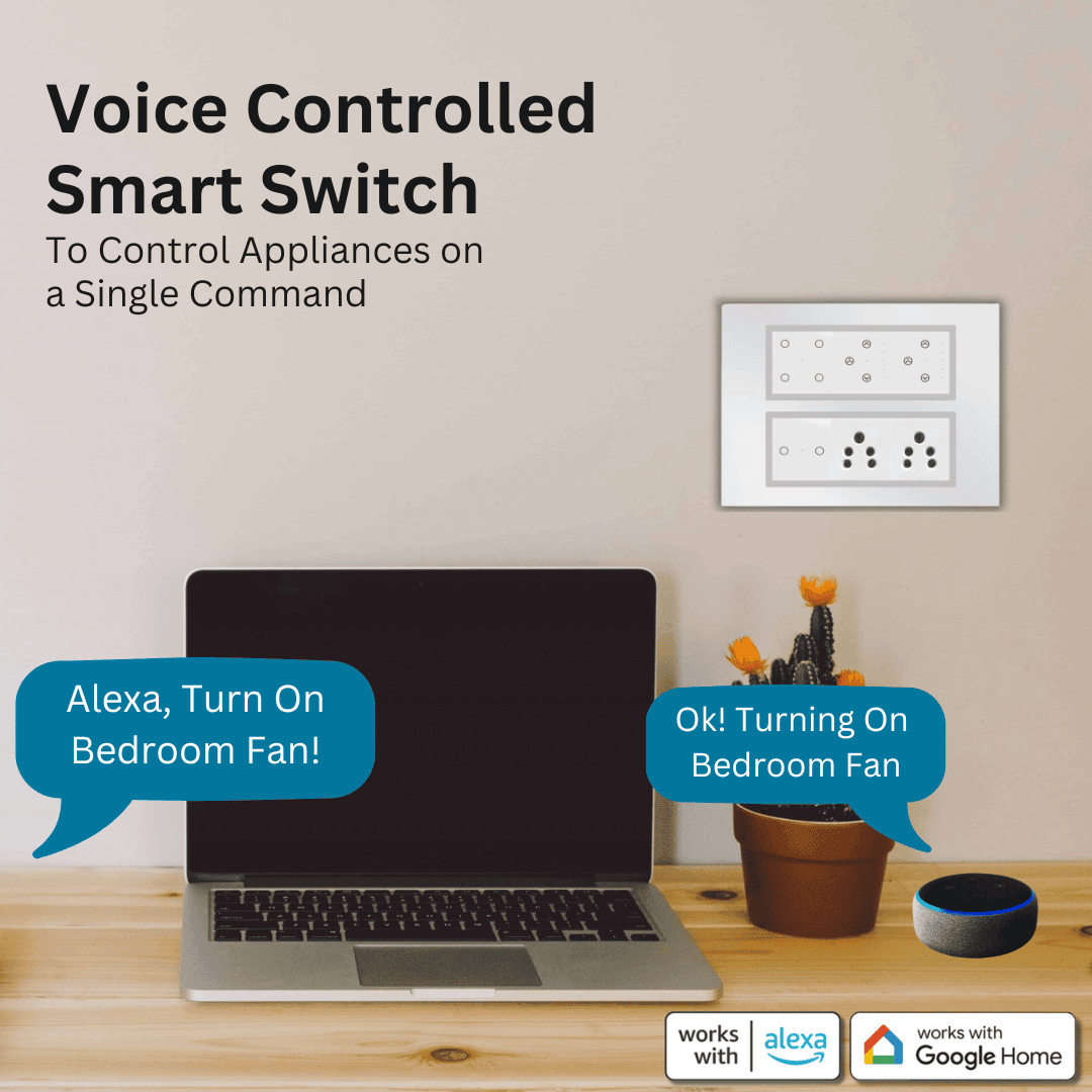 Wynbee Smart 12 Module Touch Switch Board | 4 Relay Touch Switch, Fan Regulator Touch Switch, 2 Relay Touch Switch, Sockets